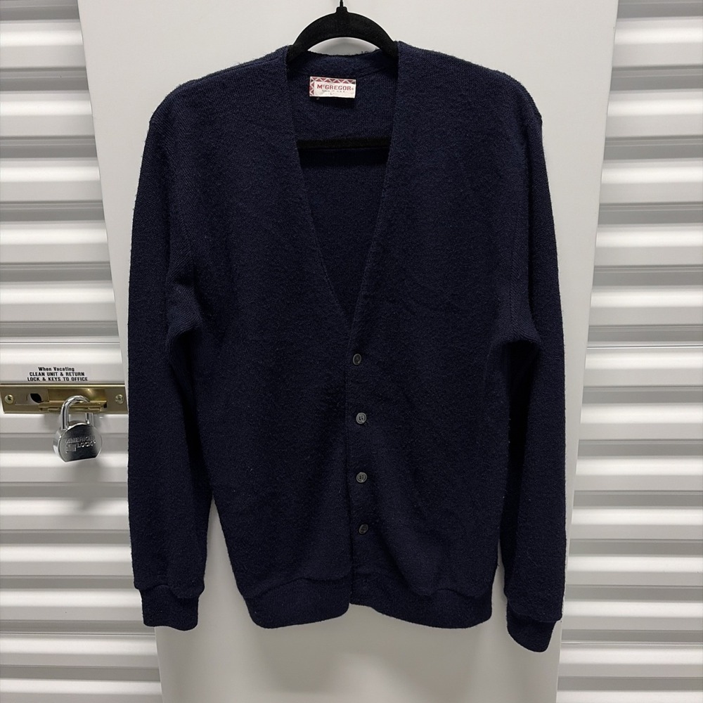 Vintage 60s McGregor Blue Cardigan Sweater Men's Size Large